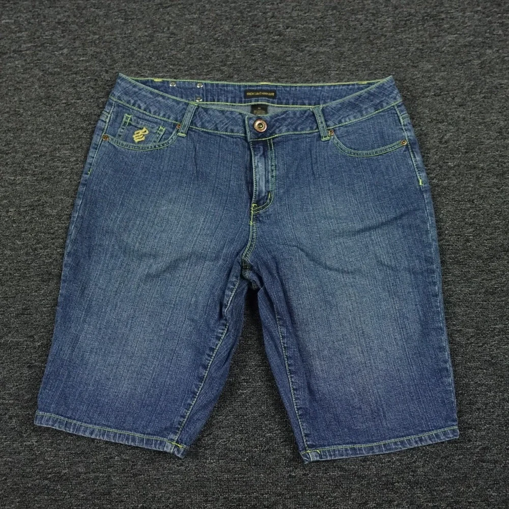 Rocawear Shorts Womens 16 Blue Denim Jean Vintage Outdoors Casual Ladies